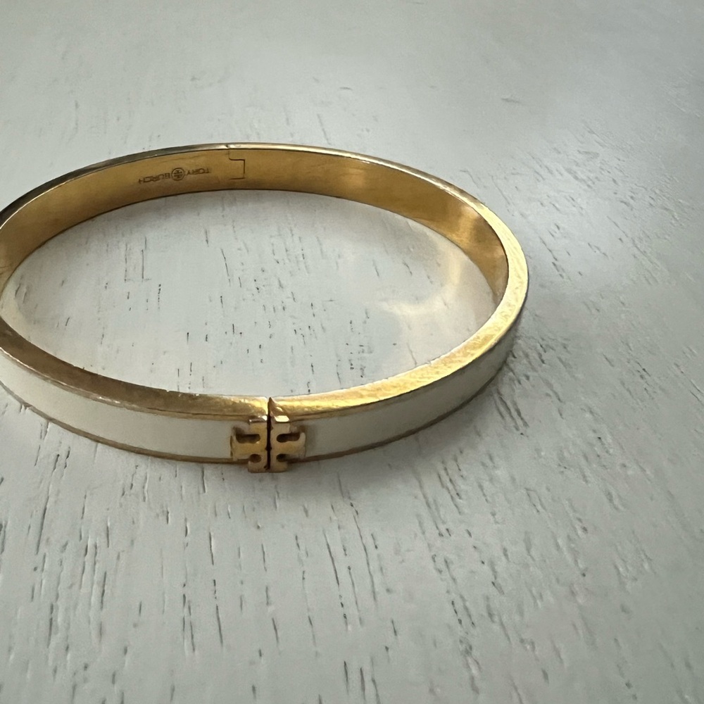 Gold and White Bangle Bracelet